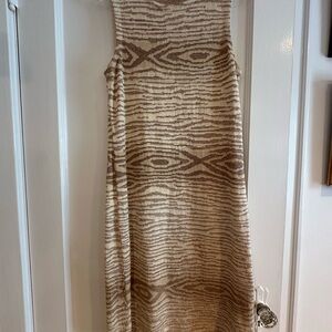 Ralph Lauren Beige and Brown Midi Dress